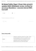 IB Global Politics Paper 2 Exam fully solved & updated 2025-2026&lpar;latest version verified for accuracy&rpar; &lpar;Questions &plus; Answers&rpar; Solved 100&percnt; Correct&excl;&excl;