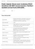 Public Adjuster Illinois exam vocabulary EXAM Questions with 100&percnt; Correct Answers &vert; Verified &vert; Updated &lpar;Actual Exam&rpar; 20252026