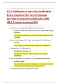 EXOS Performance Specialist Certification  Exam Questions And Correct Answers  &lpar;Verified Answers&rpar; Plus Rationales 2026  Q&A &vert; Instant download Pdf