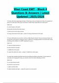 West Coast EMT - Block 4 Questions & Answers &vert; Latest Updated &vert; 2025&sol;2026