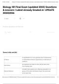 Biology 181 Final Exam &lpar;updated 2025&rpar; Questions & Answers &vert; Latest Already Graded A&plus; UPDATE 2025&vert;2026