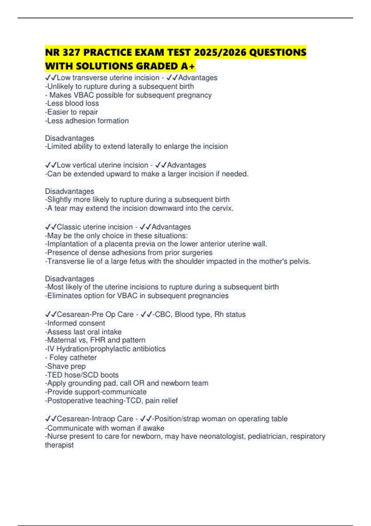 NR 327 PRACTICE EXAM TEST 2025/2026 QUESTIONS WITH SOLUTIONS GRADED A+ ...