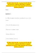 NCSBN Test Bank &ndash; NCLEX-RN & NCLEX-PN &lpar;Updated 2021&sol;2022&rpar; &vert; Complete Questions and Answers with Rationales