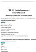 NSG 121 Health Assessment Questions and answers 20252026 update 