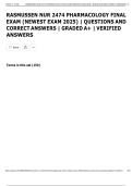 RASMUSSEN NUR 2474 PHARMACOLOGY FINAL  EXAM  &vert; QUESTIONS AND  CORRECT ANSWERS &vert; GRADED A&plus; &vert; VERIFIED  ANSWERS 