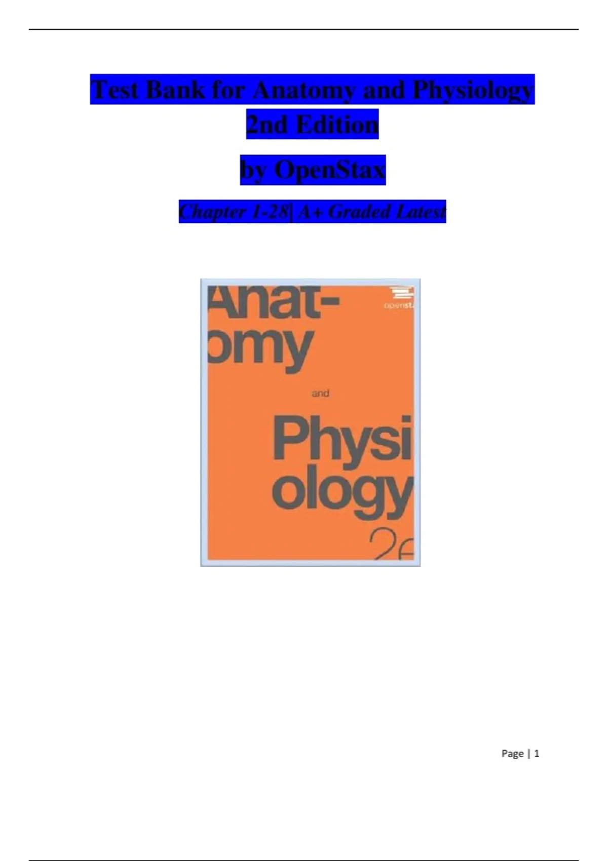 Test Bank for Anatomy and Physiology, 2nd Edition by OpenStax | All 28 ...
