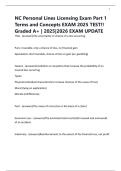 NC Personal Lines Licensing Exam Part 1 Terms and Concepts EXAM 2025 TEST&excl;&excl; Graded A&plus; &vert; 2025&vert;2026 EXAM UPDATE