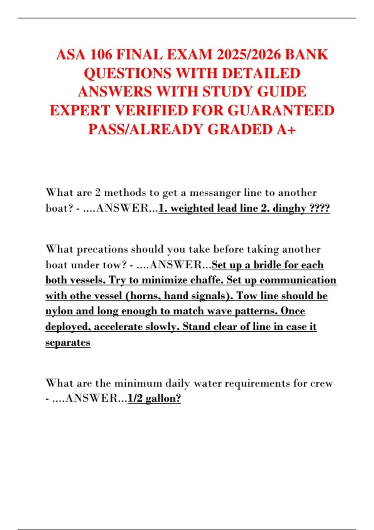 ASA 106 FINAL EXAM 2025/2026 BANK QUESTIONS WITH DETAILED ANSWERS WITH ...