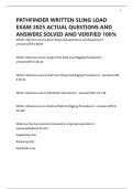 PATHFINDER WRITTEN SLING LOAD EXAM 2025 ACTUAL QUESTIONS AND ANSWERS SOLVED AND VERIFIED 100&percnt;
