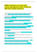 ESMO Guidelines for Pancreatic Cancer Management Exam Questions With New Update Solutions