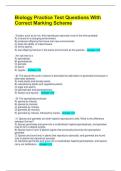 Biology Practice Test Questions With Correct Marking Scheme