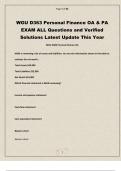 WGU D363 Personal Finance OA & PA EXAM ALL Questions and Verified Solutions Latest Update This Year