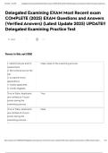 Delegated Examining EXAM Most Recent exam COMPLETE &lpar;2025&rpar; EXAM Questions and Answers &lpar;Verified Answers&rpar; &lpar;Latest Update 2025&rpar; UPDATE&excl;&excl; Delegated Examining Practice Test