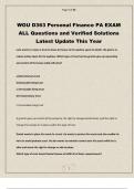 WGU D363 Personal Finance PA EXAM ALL Questions and Verified Solutions Latest Update This Year