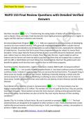 NUFD 153 Final Review Questions with Detailed Verified  Answers