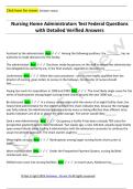 Nursing Home Administrators Test Federal Questions  with Detailed Verified Answers