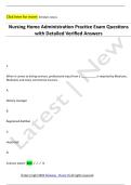Nursing Home Administration Practice Exam Questions  with Detailed Verified Answers