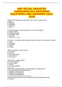 NRF Retail Industry Fundamentals &vert; Reviewed Exam Questions and Answers 2025&ndash;2026 &vert; Complete Verified Study Guide