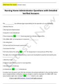 Nursing Home Administrator Questions with Detailed  Verified Answers