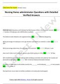 Nursing Home administrator Questions with Detailed  Verified Answers