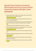New York Physical Therapist Licensing Exam  &lpar;NPTE&rpar; Questions And Correct Answers &lpar;Verified  Answers&rpar; Plus Rationales 2026 Q&A &vert; Instant  download Pdf 