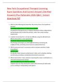 New York Occupational Therapist Licensing  Exam Questions And Correct Answers &lpar;Verified  Answers&rpar; Plus Rationales 2026 Q&A &vert; Instant  download Pdf