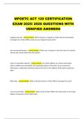 MPOETC ACT 120 CERTIFICATION  EXAM 2025/ 2026 QUESTIONS WITH  VERIFIED ANSWERS
