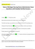State of Michigan Nursing Home Administrator Exam  Questions with Detailed Verified Answers 