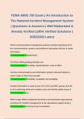 FEMA NIMS 700 Exam &vert; An Introduction to The National Incident Management System &vert; Questions & Answers &vert; Well Elaborated & Already Verified &vert;100&percnt; Verified Solutions &vert; 20252026 Latest