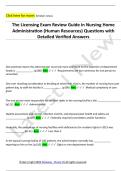 The Licensing Exam Review Guide in Nursing Home  Administration &lpar;Human Resources&rpar; Questions with  Detailed Verified Answers