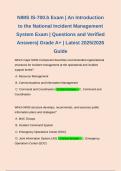 NIMS IS-700&period;b Exam &vert; An Introduction to the National Incident Management System Exam &vert; Questions and Verified Answers&vert; Grade A&plus; &vert; Latest 2025&sol;2026 Guide