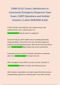 Bundle for FEMA IS-317 Exams &vert; Introduction to Community Emergency Response Team Exam &vert; CERT &vert;Questions and Verified Answers &vert; Latest 2025&sol;2026 Guide