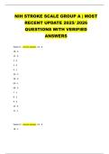 NIH STROKE SCALE GROUP A &vert; MOST  RECENT UPDATE 2025&sol; 2026  QUESTIONS WITH VERIFIED  ANSWERS