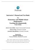 Instructor&rsquo;s Manual and Test Bank &mdash; Elementary and Middle School Mathematics&colon; Teaching Developmentally&comma; 10th Edition &mdash; John A&period; Van de Walle&comma; Karen S&period; Karp&comma; Jennifer M&period; Bay-Williams &mdash; ISBN 9780134802084