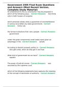 Government 2305 Final Exam Questions and Answers &lpar;Most Recent Version&comma; Complete Study Material&rpar;&period;