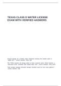TEXAS CLASS D WATER LICENSE EXAM WITH VERIFIED ANSWERS