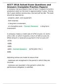 ACCT 201A Solved Exam Questions and Answers &lpar;Complete Practice Papers&rpar;