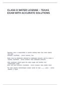 Class D Water License - Texas exam with accurate solutions
