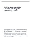 CLASS D WATER OPERATOR LICENSE EXAM TCEQ WITH COMPLETE SOLUTIONS