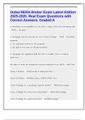 Dubai RERA Broker Exam Latest Edition 2025-2026&period; Real Exam Questions with Correct Answers&period; Graded A