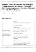 DANB GC STUDY GUIDE Exam &lpar;2025&rpar; UPDATE Verified Questions And Answers &vert; With 100&percnt; Correct Answers graded A&plus; Guaranteed Success&excl;&excl; Self Study GC DANB exam