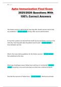 AphA Immunization Final Exam 2025&sol;2026 Questions With 100&percnt; Correct Answers