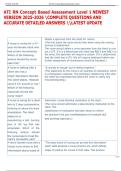 ATI RN Concept Based Assessment Level 1 NEWEST  VERSION 2025-2026 COMPLETE QUESTIONS AND  ACCURATE DETAILED ANSWERS LATEST UPDATE  