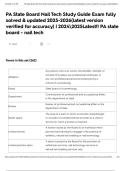 PA State Board Nail Tech Study Guide Exam fully solved & updated 2025-2026&lpar;latest version verified for accuracy&rpar; &vert; 20242025Latest&excl;&excl; PA state board - nail tech