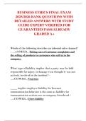 BUSINESS ETHICS FINAL EXAM  2025&sol;2026 BANK QUESTIONS WITH  DETAILED ANSWERS WITH STUDY  GUIDE EXPERT VERIFIED FOR  GUARANTEED PASS&sol;ALREADY  GRADED A&plus;