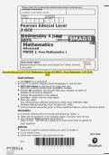 Pearson Edexcel Level 3 GCE Mathematics Advanced PAPER 1&colon; Pure Mathematics 1 QP JUNE 2025