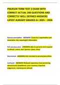 PNUR104 TERM TEST 3 EXAM WITH CORRECT ACTUAL 200 QUESTIONS AND CORRECTLY WELL DEFINED ANSWERS LATEST ALREADY GRADED A&plus; 2025 &ndash; 2026