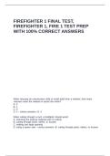 Firefighter 1 Final Test&comma; Firefighter 1&comma; Fire 1 TEST PREP with 100- correct answers