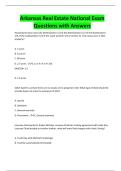 Arkansas Real Estate National Exam Questions with Answers