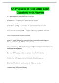 CA Principles of Real Estate Exam Questions with Answers